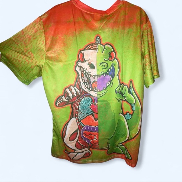 Men's Graphic Dino Print T-Shirt 🦖 Vibrant, Colorful, Fun Novelty Tee Size XXL - Picture 1 of 7